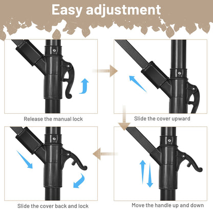 10 FT Patio Offset Umbrella with Cross Base and Crank for Garden Poolside and Yard-Coffee