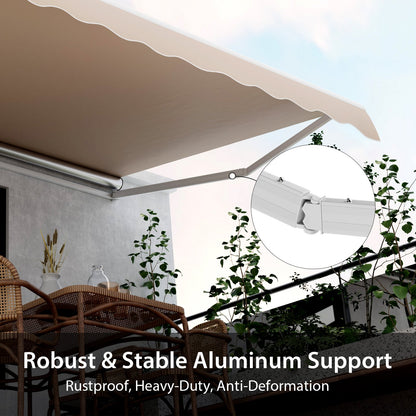 3.6 x 3 m Patio Retractable Awning with Manual Crank Handle-Beige