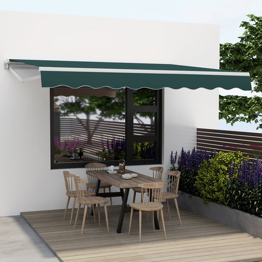 3.6 x 3 m Patio Retractable Awning with Manual Crank Handle-Green