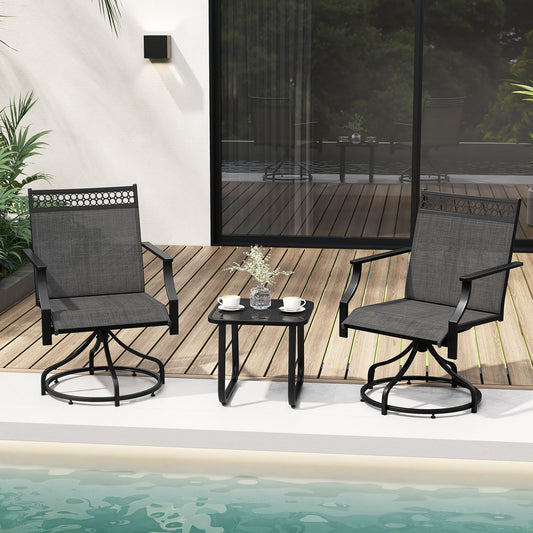Patio Swivel Dining Chairs Set of 2 with Quick-Drying Fabric-Grey
