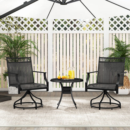 Patio Swivel Dining Chairs Set of 2 with Quick-Drying Fabric-Grey