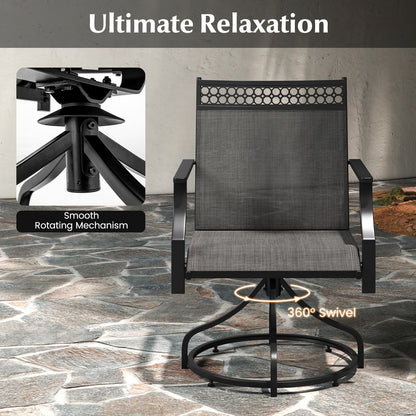 Patio Swivel Dining Chairs Set of 2 with Quick-Drying Fabric-Grey