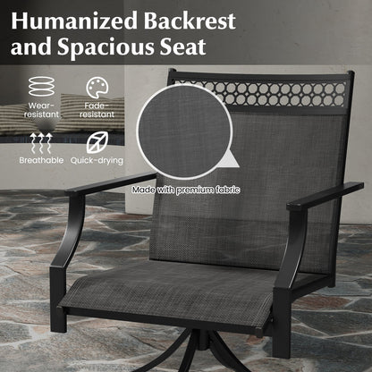 Patio Swivel Dining Chairs Set of 2 with Quick-Drying Fabric-Grey