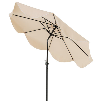 9 FT Patio Umbrella with Crank Handle and Push Button Tilt for Patio Garden Pool-Beige