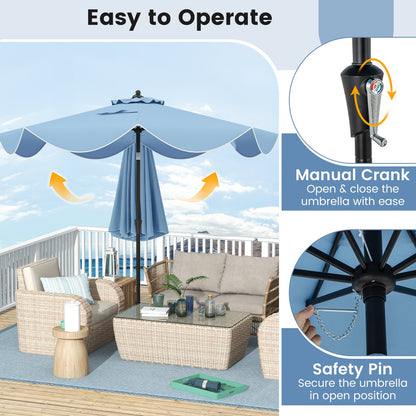 9 FT Patio Umbrella with Crank Handle and Push Button Tilt for Patio Garden Pool-Navy