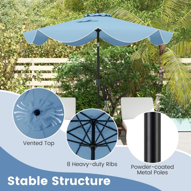 2.8M Patio Umbrella 2-Tier Market Table Umbrella with Crank Handle-Navy