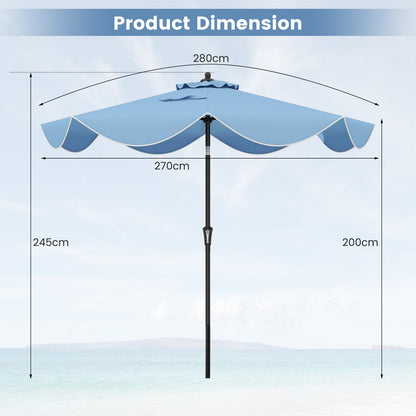 9 FT Patio Umbrella with Crank Handle and Push Button Tilt for Patio Garden Pool-Navy