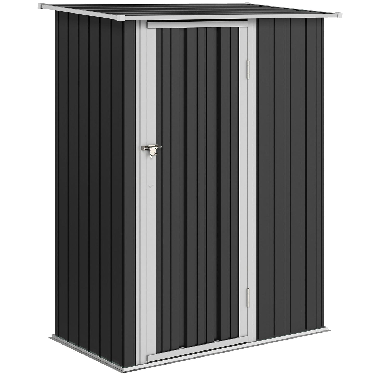 Outsunny 5ft x 3ft Metal Garden Storage Shed, Outdoor Tool Shed with Sloped Roof, Lockable Door for Tools, Equipment, Grey