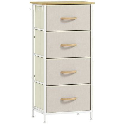 HOMCOM Chest of Four Fabric Drawers - Beige