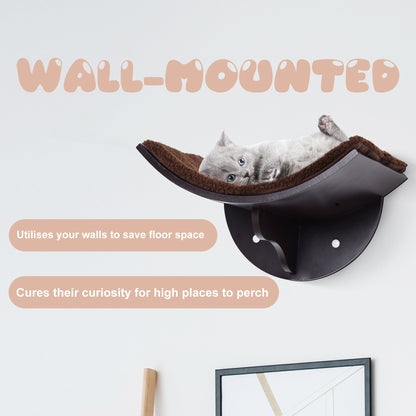 PawHut Cats Wall-Mounted MDF Shelf Bed With Fleece Cushion Brown