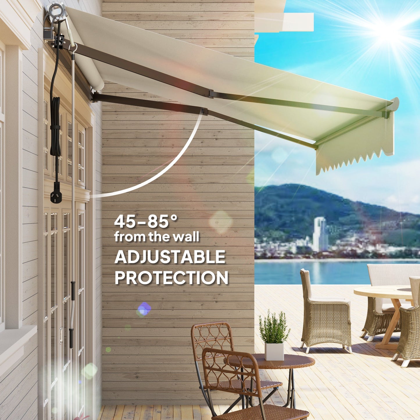 Markiza Outsunny 2,5 x 3 m elektryczna/ręczna z pilotem - beżowa