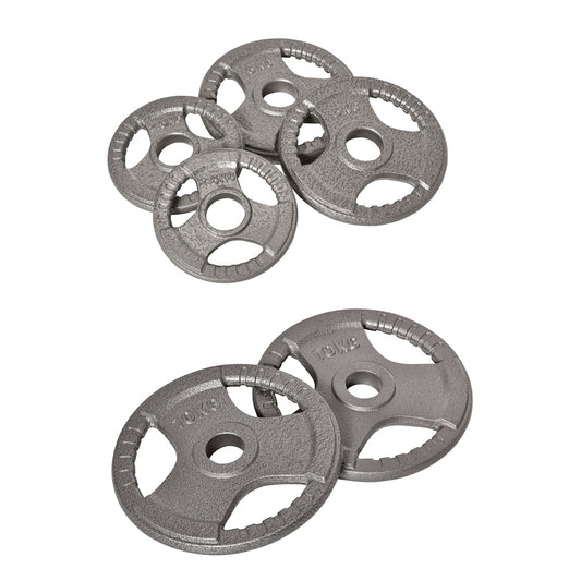 Zestaw 6 żeliwnych ciężarków olimpijskich HOMCOM do uchwytu hantli z otworem 2"/5 cm, 35 kg, talerze hantli, ciężarki do sztangi 2 x 5 kg, 2 x 2,5 kg, 2 x 10 kg