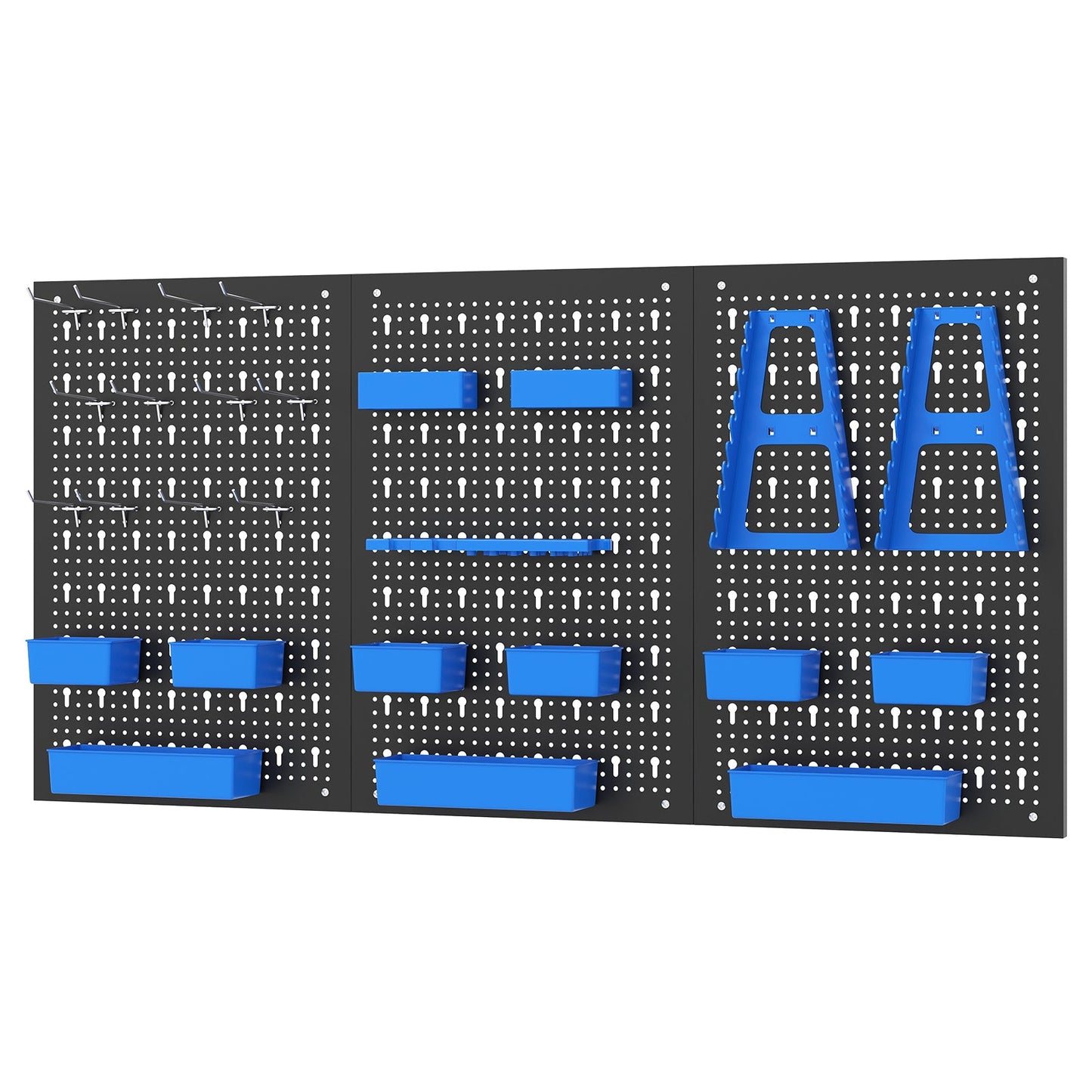 9-Bin Parts Rack Organizer with Hammer Racks for Garage-Blue