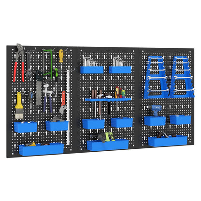 9-Bin Parts Rack Organizer with Hammer Racks for Garage-Blue