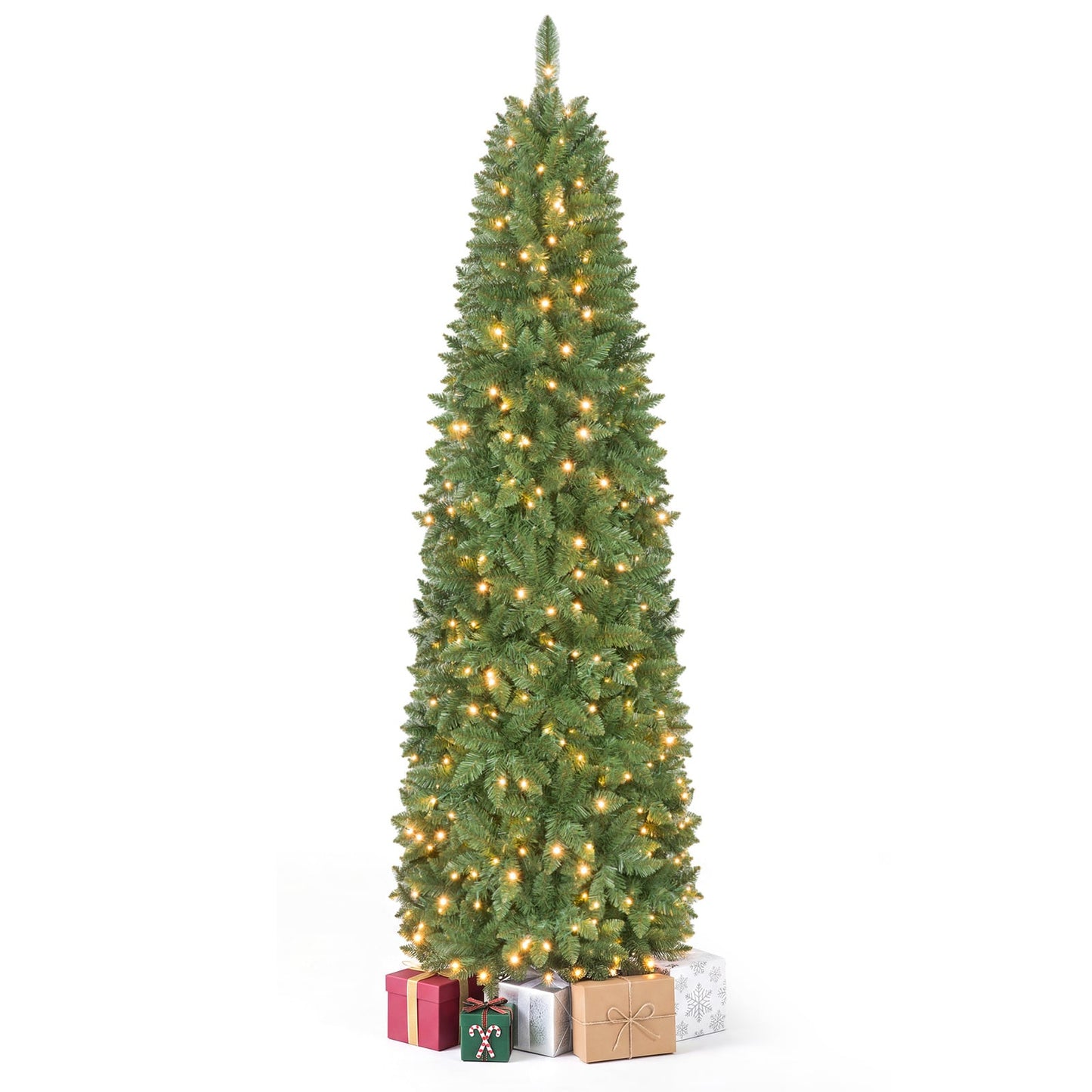 Pencil Christmas Tree with 350/250/150 LED Lights & 860/708/226 Branch Tips for Holiday-M
