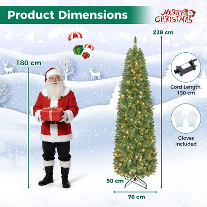 Pencil Christmas Tree with 350/250/150 LED Lights & 860/708/226 Branch Tips for Holiday-M