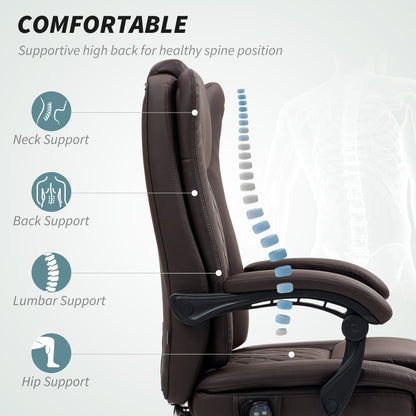 HOMCOM Executive Office Chair with 6-point Massage and Heat - Dark Brown