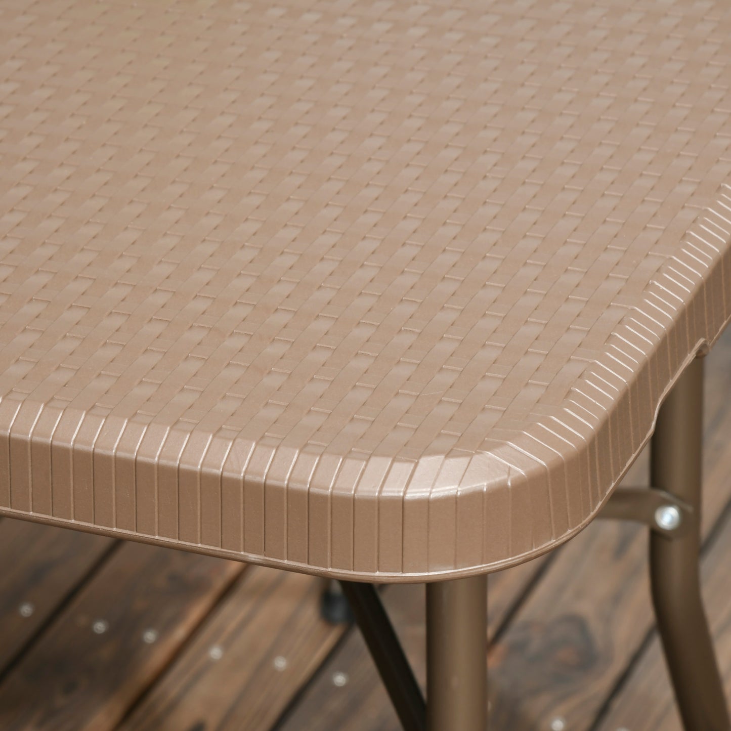 Zestaw jadalny Outsunny 6 Seater Rattan, zestaw mebli ogrodowych z HDPE, stół jadalny i krzesła z 6 fotelami, prostokątny plastikowy blat stołu na patio, balkon, ciemny brąz
