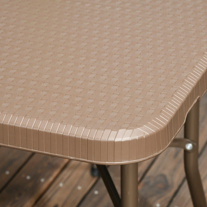 Zestaw jadalny Outsunny 6 Seater Rattan, zestaw mebli ogrodowych z HDPE, stół jadalny i krzesła z 6 fotelami, prostokątny plastikowy blat stołu na patio, balkon, ciemny brąz