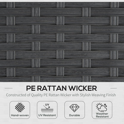 Outsunny 9-Seater Garden Rattan Furniture 10 Pcs Rattan Corner Dining Sofa Set, Grey/Dusty Blue Cushion