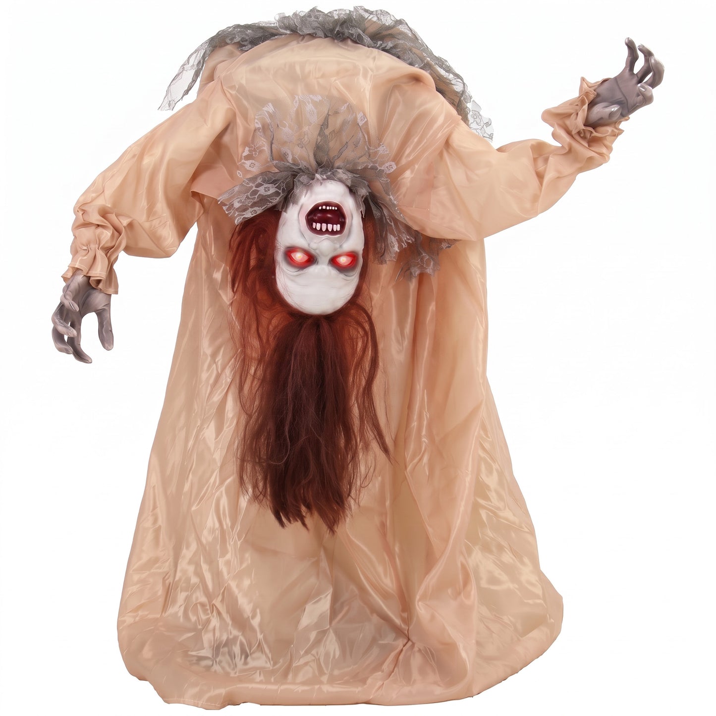 HOMCOM Animated Halloween Ghost, Halloween Animatronics with Creepy Screams, Glowing Eyes, Sound/Touch Activated