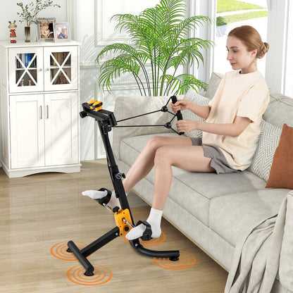 Physical Therapy Exercise Bike with Adjustable Height and Handgrip for Elderly-Yellow