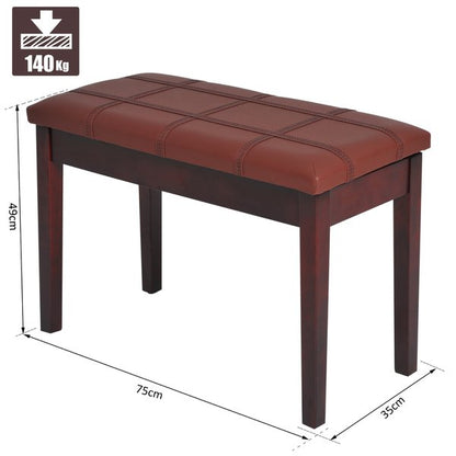 Piano Bench, PU Leather, 75Lx35Wx49HCm - Brown