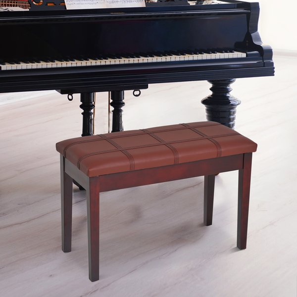 Piano Bench, PU Leather, 75Lx35Wx49HCm - Brown