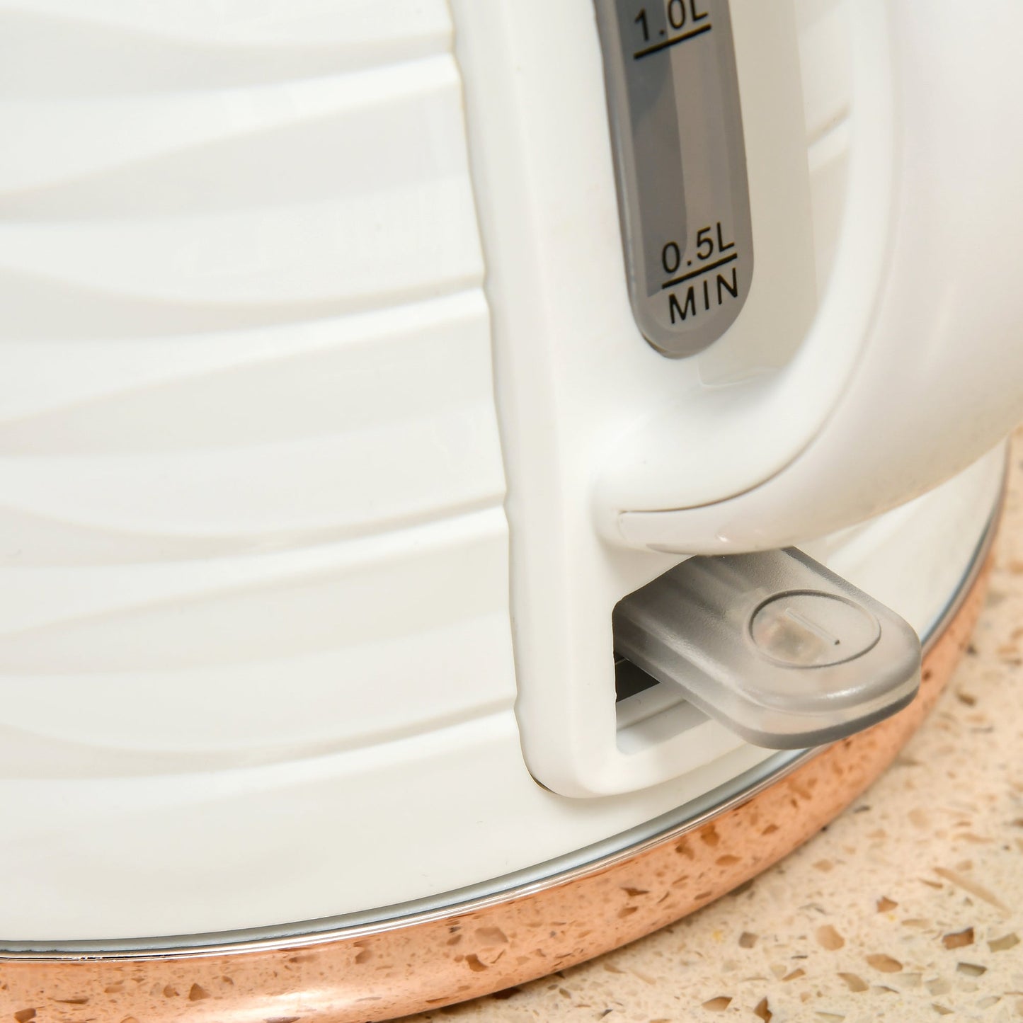 HOMCOM Electric Kettle, 1.7L, Fast Boil, 3kW Water Kettle with Removable Washable Anti-scale Filter, Auto Shut-off, 360¡ Swivel, BPA Free, Cream White Water Ripple Texture