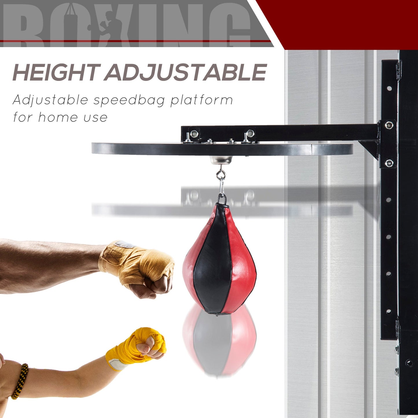 HOMCOM Speedball Platform Punch Bag Frame Swivel Bracket MMA Exercise Training Workout w/Ball