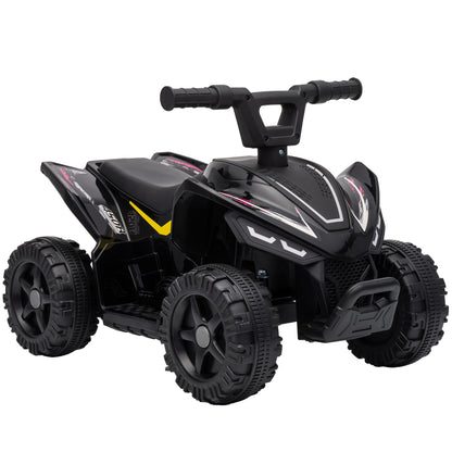 AIYAPLAY 6V Battery Powered Kids ATV, Quad Bike w/ Handlebar Button Control, Max 1.2MPH, Max 55lbs Load, for 18-48 Months, Black