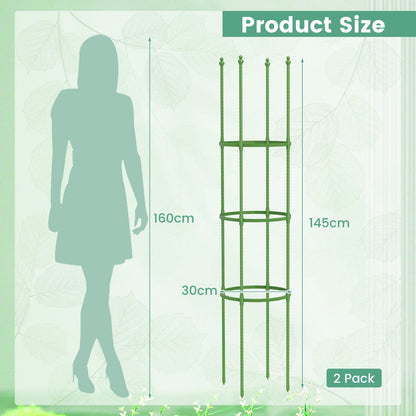 2-Pack 145 cm Tall Garden Plant Support Garden Trellis for Potted Plants-Green