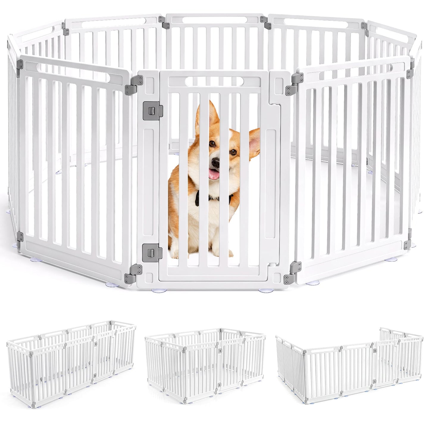 Plastic Pet Fence with Door Lock for Small Medium Dogs Puppy-10 Panels