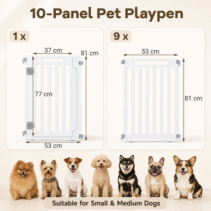 Plastic Pet Fence with Door Lock for Small Medium Dogs Puppy-10 Panels