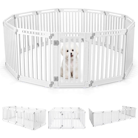 Plastic Pet Fence with Door Lock for Small Medium Dogs Puppy-12 Panels