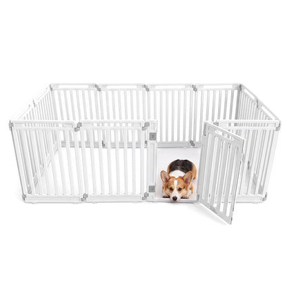 Plastic Pet Fence with Door Lock for Small Medium Dogs Puppy-12 Panels