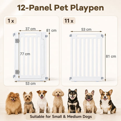 Plastic Pet Fence with Door Lock for Small Medium Dogs Puppy-12 Panels
