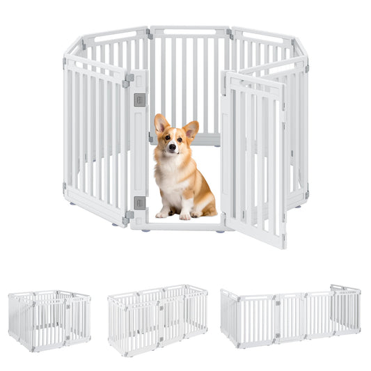 Plastic Pet Fence with Door Lock for Small Medium Dogs Puppy-8 Panels