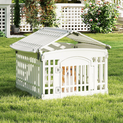 6-Panel 60cm Plastic Dog Playpen for Medium and Small Dogs-White