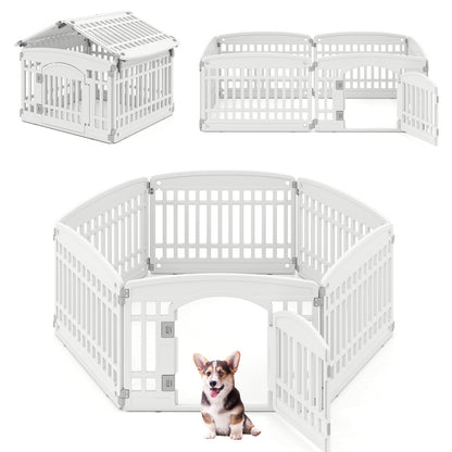 6-Panel 60cm Plastic Dog Playpen for Medium and Small Dogs-White