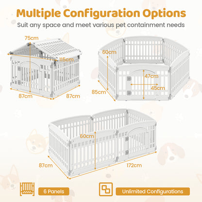 6-Panel 60cm Plastic Dog Playpen for Medium and Small Dogs-White