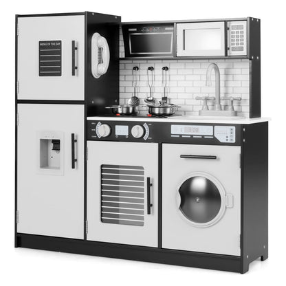 Play Kitchen Toy Set with Oven and Washing Machine for Aged 3+ Years Old-Black