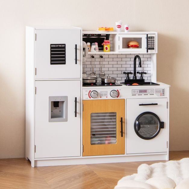Play Kitchen Toy Set with Oven and Washing Machine for Aged 3+ Years Old-White