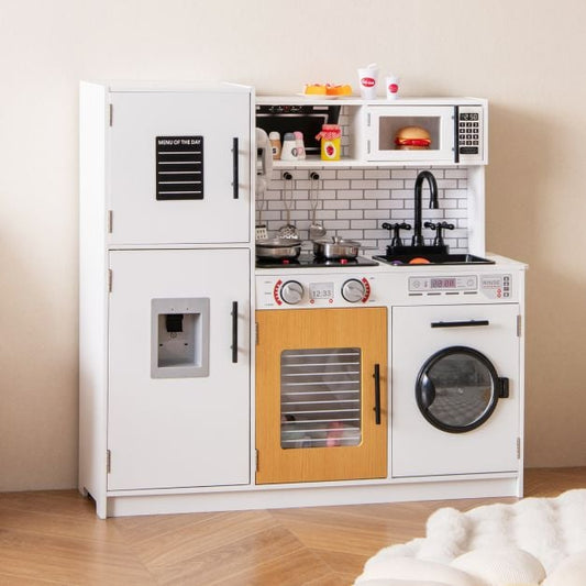 Play Kitchen Toy Set with Oven and Washing Machine for Aged 3+ Years Old-White