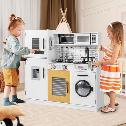 Play Kitchen Toy Set with Oven and Washing Machine for Aged 3+ Years Old-White