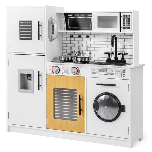 Play Kitchen Toy Set with Oven and Washing Machine for Aged 3+ Years Old-White