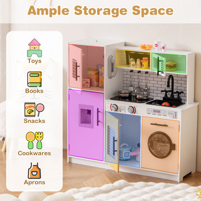 Play Kitchen Toy Set with Oven and Washing Machine for Aged 3+ Years Old-White