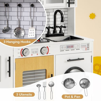 Play Kitchen Toy Set with Oven and Washing Machine for Aged 3+ Years Old-White