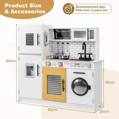 Play Kitchen Toy Set with Oven and Washing Machine for Aged 3+ Years Old-White