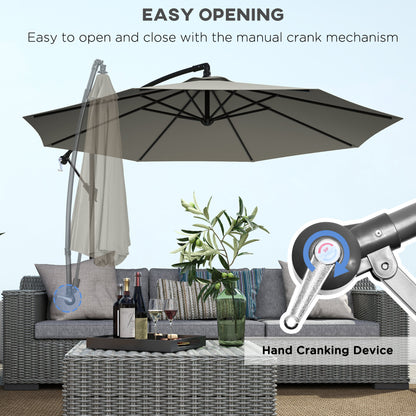 Outsunny 3m parasol wysięgnikowy z podstawą poprzeczną - jasnoszary